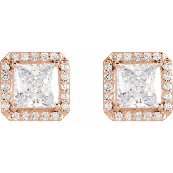 Square 4-Prong Halo-Style Earring Image 2 J. Meredith Jewelers Delafield, WI