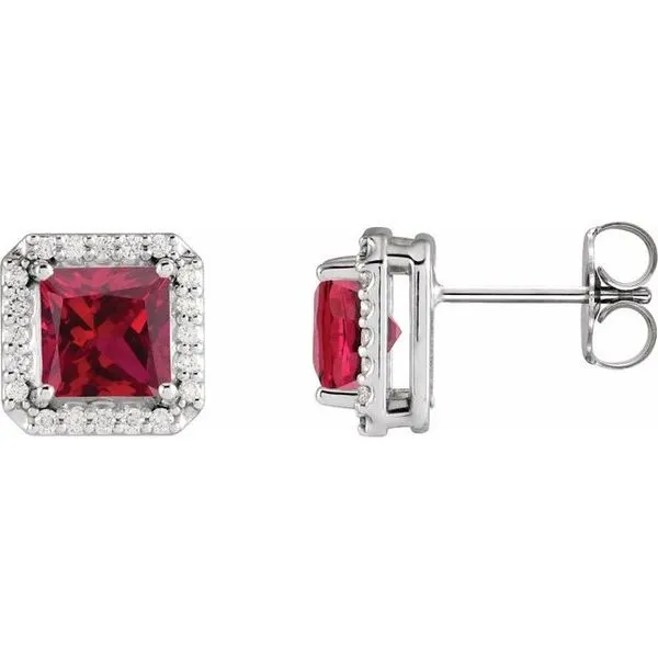 Square 4-Prong Halo-Style Earring Hopman Jewelers Elkhart, IN
