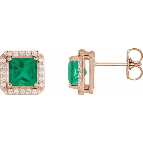 Square 4-Prong Halo-Style Earring Hopman Jewelers Elkhart, IN
