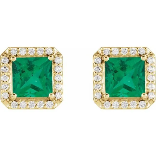 Square 4-Prong Halo-Style Earring Image 2 Michael's Jewelry North Wilkesboro, NC