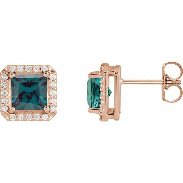 Square 4-Prong Halo-Style Earring Hopman Jewelers Elkhart, IN