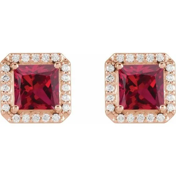 Square 4-Prong Halo-Style Earring Image 2 J. Meredith Jewelers Delafield, WI