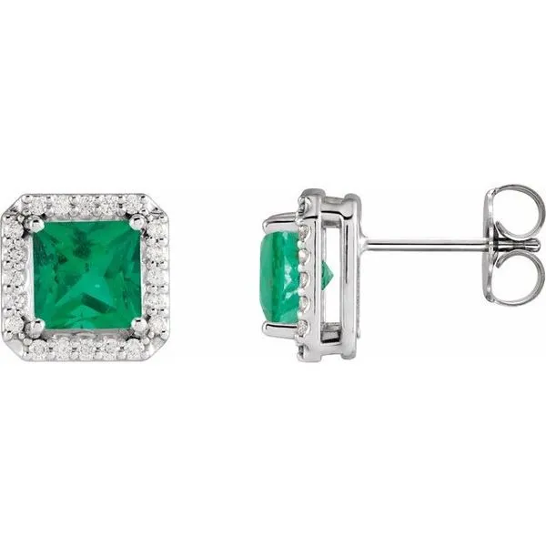Square 4-Prong Halo-Style Earring Long Jewelers Chesapeake, VA