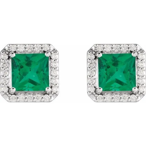 Square 4-Prong Halo-Style Earring Image 2 Cherry Street Jewelers Tulsa, OK