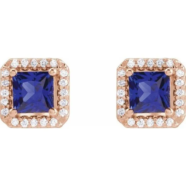 Square 4-Prong Halo-Style Earring Image 2 J. Meredith Jewelers Delafield, WI