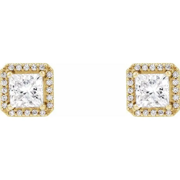 Square 4-Prong Halo-Style Earring Image 2 Hopman Jewelers Elkhart, IN