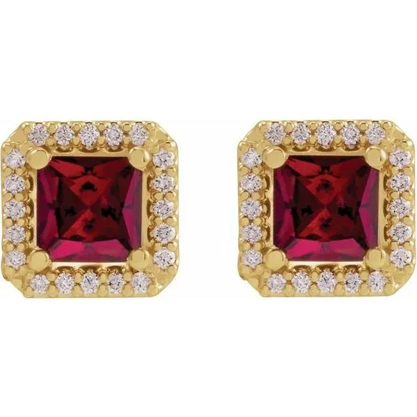 Square 4-Prong Halo-Style Earring Image 2 Michael's Jewelry North Wilkesboro, NC