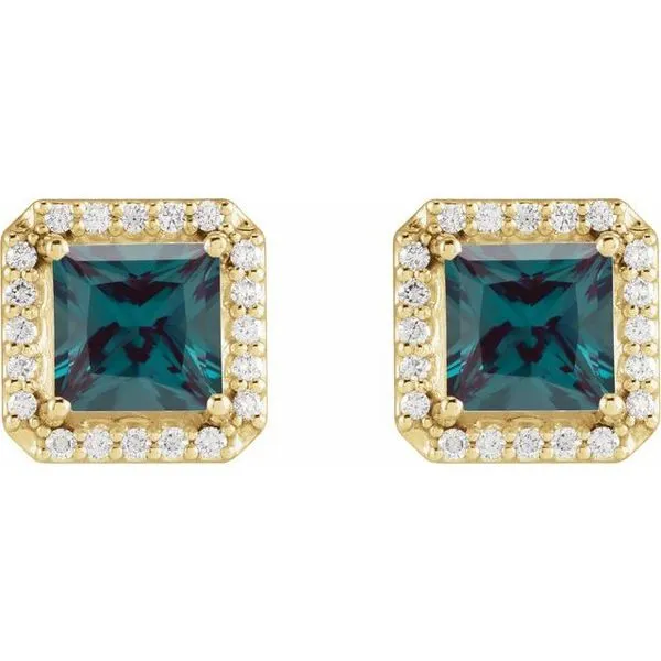 Square 4-Prong Halo-Style Earring Image 2 Rasmussen Jewelers Spanish Fork, UT