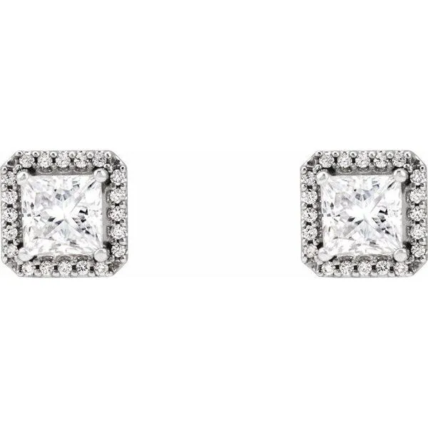 Square 4-Prong Halo-Style Earring Image 2 Hopman Jewelers Elkhart, IN