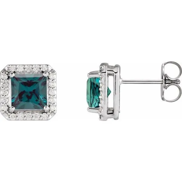 Square 4-Prong Halo-Style Earring Michael's Jewelry North Wilkesboro, NC