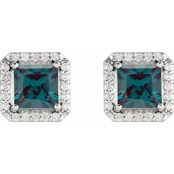 Square 4-Prong Halo-Style Earring Image 2 Milan's Jewelry Inc Sarasota, FL