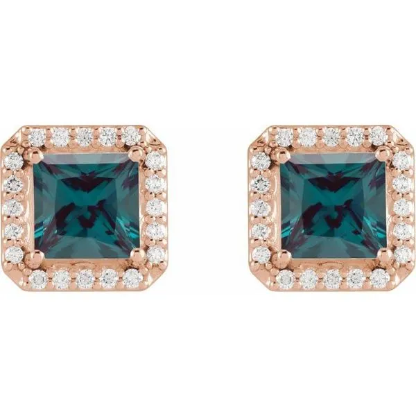 Square 4-Prong Halo-Style Earring Image 2 Milan's Jewelry Inc Sarasota, FL