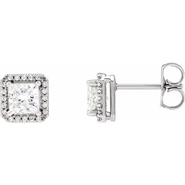 Square 4-Prong Halo-Style Earring James & Williams Jewelers Berwyn, IL