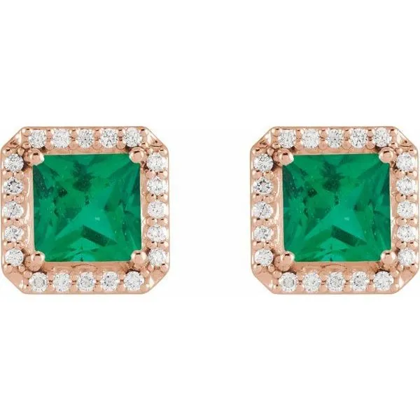 Square 4-Prong Halo-Style Earring Image 2 Cherry Street Jewelers Tulsa, OK