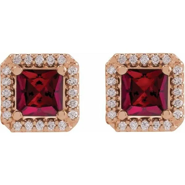 Square 4-Prong Halo-Style Earring Image 2 Rasmussen Jewelers Spanish Fork, UT
