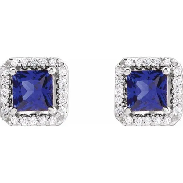 Square 4-Prong Halo-Style Earring Image 2 J. Meredith Jewelers Delafield, WI