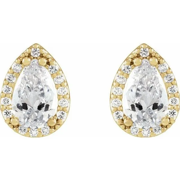 Pear 4-Prong Halo-Style Low Stud Earring Image 2 James Wolf Jewelers Mason, OH