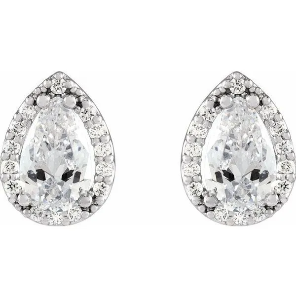 Pear 4-Prong Halo-Style Low Stud Earring Image 2 Holly's Jewelry Mountain Home, AR