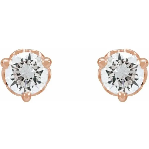 Round 3-Prong Scroll Stud Earrings Image 2 M. J. Thomas Jewelers, Ltd. Stratford, CT