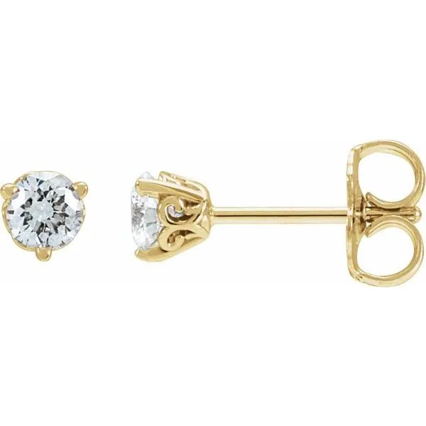 Round 3-Prong Scroll Stud Earrings James & Williams Jewelers Berwyn, IL