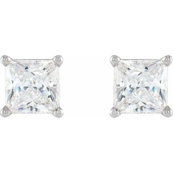 Square 4-Prong Lightweight Stud Earrings Image 2 Arthur's Jewelry Bedford, VA