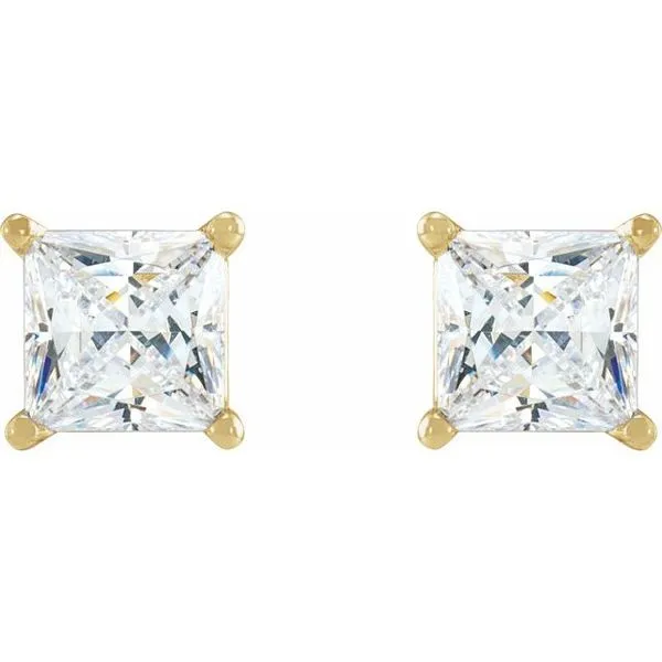 Square 4-Prong Lightweight Stud Earrings Image 2 D'Errico Jewelry Scarsdale, NY
