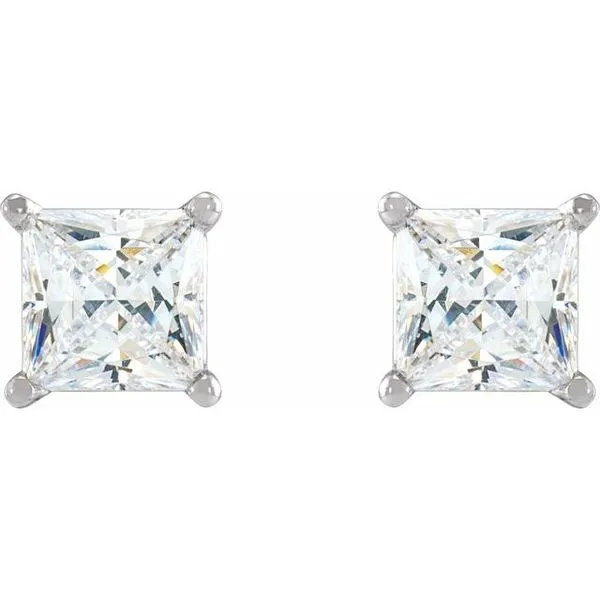 Square 4-Prong Lightweight Stud Earrings Image 2 Becky Beck's Jewelry DeKalb, IL