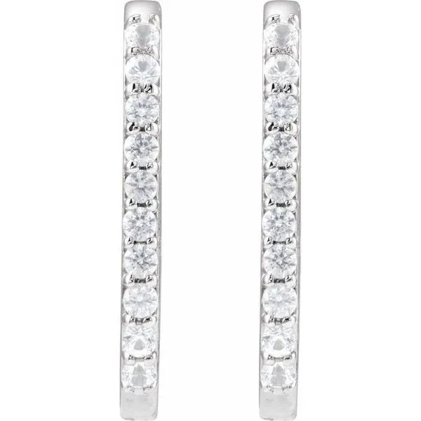 Accented Elongated Hoop Earrings Image 2 Diny's Jewelers Middleton, WI