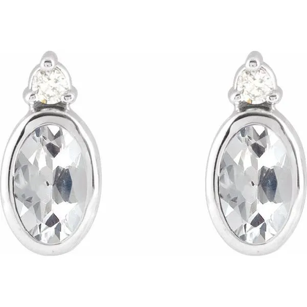 Accented Bezel-Set Earrings Image 2 Austin's Fine Diamonds & Jewelry Lyndhurst, NJ