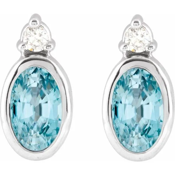 Accented Bezel-Set Earrings Image 2 Austin's Fine Diamonds & Jewelry Lyndhurst, NJ