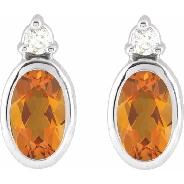 Accented Bezel-Set Earrings Image 2 Colonial Jewelers of Easton Easton, MD