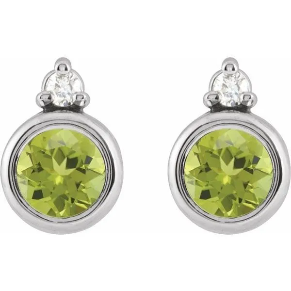 Accented Bezel-Set Earrings Image 2 Diny's Jewelers Middleton, WI