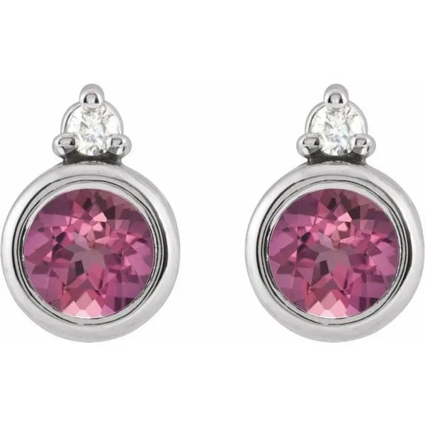 Accented Bezel-Set Earrings Image 2 J. West Jewelers Round Rock, TX