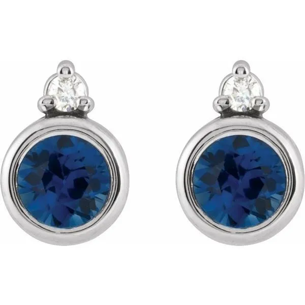 Accented Bezel-Set Earrings Image 2 Diny's Jewelers Middleton, WI