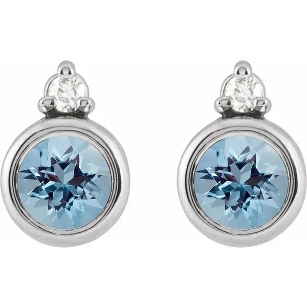 Accented Bezel-Set Earrings Image 2 Diny's Jewelers Middleton, WI