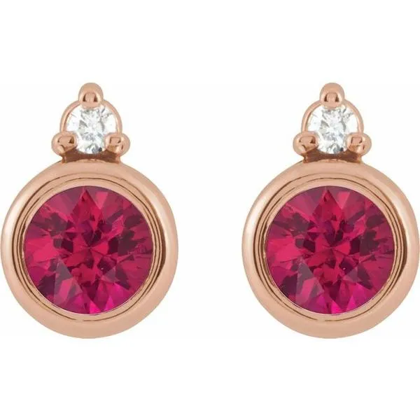 Accented Bezel-Set Earrings Image 2 Austin's Fine Diamonds & Jewelry Lyndhurst, NJ