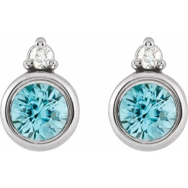 Accented Bezel-Set Earrings Image 2 Austin's Fine Diamonds & Jewelry Lyndhurst, NJ