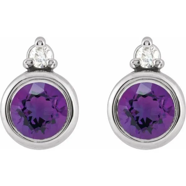 Accented Bezel-Set Earrings Image 2 J. West Jewelers Round Rock, TX