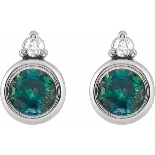 Accented Bezel-Set Earrings Image 2 Austin's Fine Diamonds & Jewelry Lyndhurst, NJ