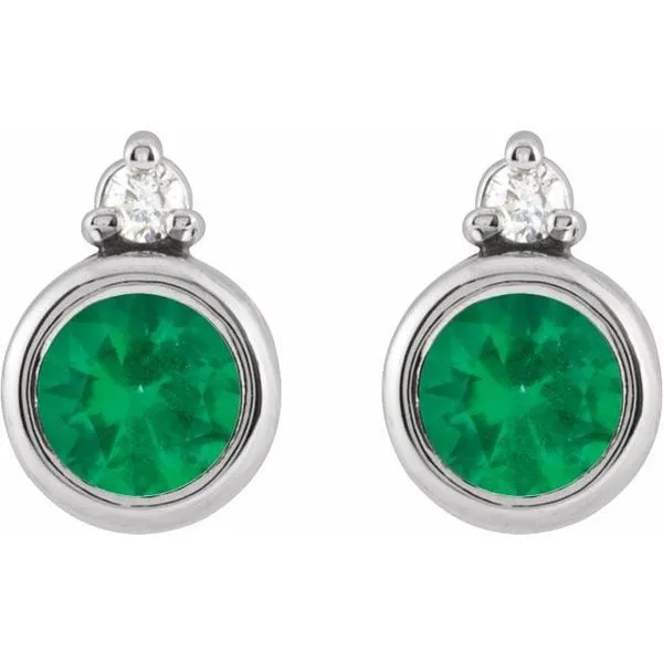 Accented Bezel-Set Earrings Image 2 J. West Jewelers Round Rock, TX