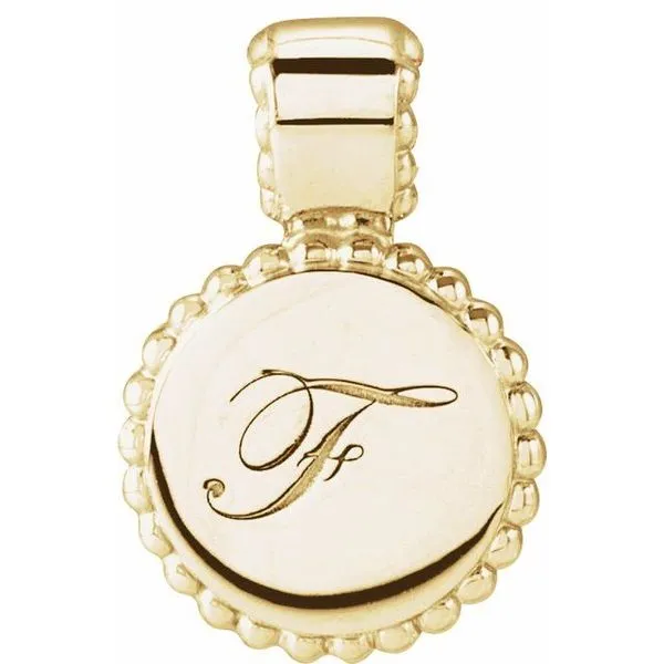 Engravable Beaded Disc Pendant Image 3 Rick's Jewelers California, MD