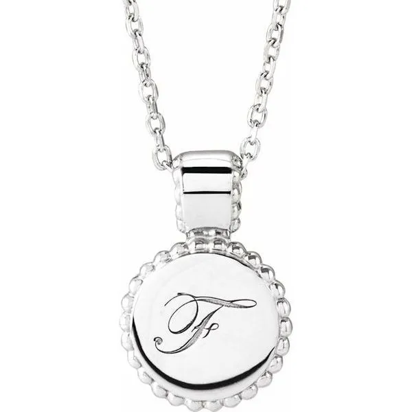 Engravable Beaded Disc Necklace Image 3 Hart's Jewelers Grants Pass, OR