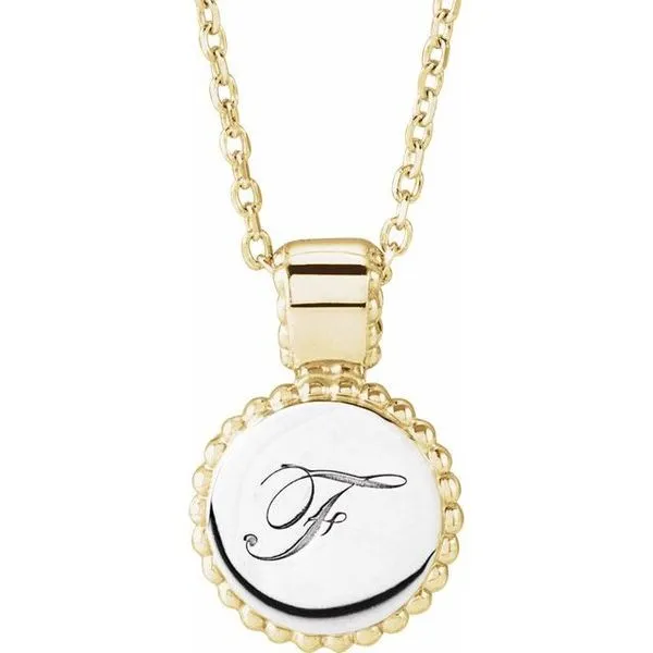 Engravable Beaded Disc Necklace Image 3 Hopman Jewelers Elkhart, IN