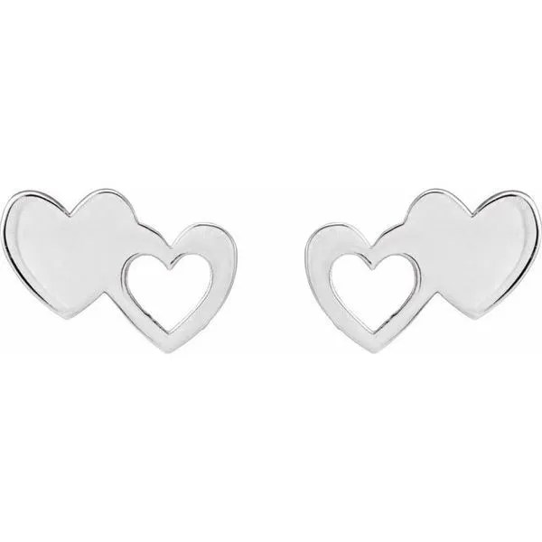 Double Heart Stud Earring Image 2 Gysbers Jewelry Waupun, WI