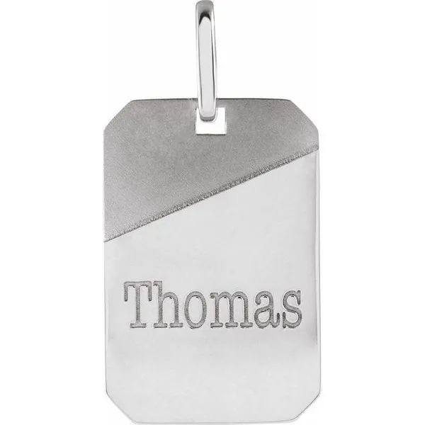 Engravable Dog Tag Pendant Image 3 M. J. Thomas Jewelers, Ltd. Stratford, CT