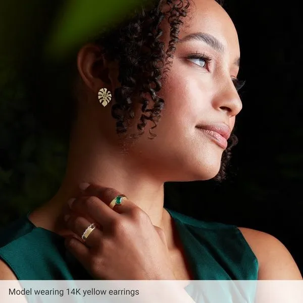 Monstera Leaf Earrings Image 3 Gysbers Jewelry Waupun, WI