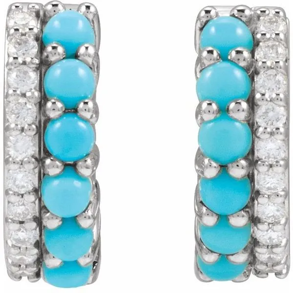 Accented Cabochon Hoop Earrings Image 3 Long Jewelers Chesapeake, VA