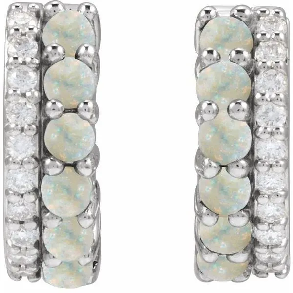 Accented Cabochon Hoop Earrings Image 3 Valentine's Fine Jewelry Dallas, PA