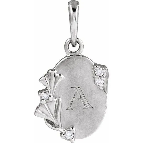 Accented Engravable Floral Pendant Image 3 Quantum Qarat  Phoenix, AZ