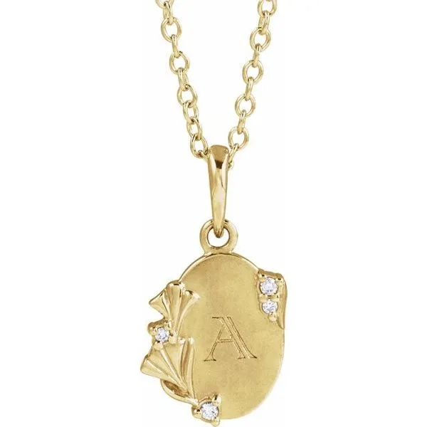 Accented Engravable Floral Necklace Image 3 Shipley's Fine Jewelry Hampstead, MD